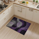 Purple Purple Geometric Wave Area Rug