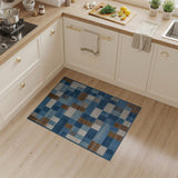 Blue Patchwork Geometric Area Rug