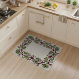 Ornate Green Floral Border Area Rug