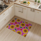 Vibrant Pink Sunflower Floral Area Rug