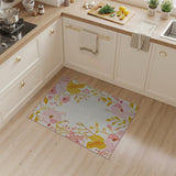 Vintage Blush Peony Floral Area Rug