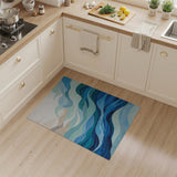 ODIKA Modern Abstract Blue Wave Washable Area Rug, Low Pile Non-Slip