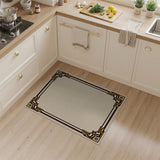 Gold Ornate Geometric Border Area Rug