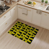 Playful Black Cat Silhouettes Yellow Area Rug