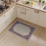 Elegant Maroon Floral Border Area Rug