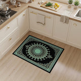 Teal Mandala Medallion Area Rug Black