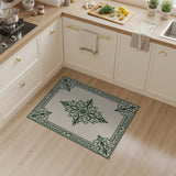 Border Ornate Green Floral Border Area Rug