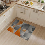 ODIKA Washable Abstract Geometric Rug - Modern Orange & Grey Low Pile Area Rug