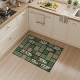 Green Bamboo Shoji Grid Area Rug