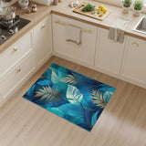 Blue Teal Gold Leaf Area Rug