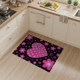 Pink Polka-Dot Heart Floral Area Rug