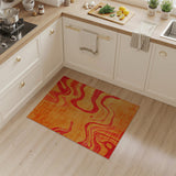 Vibrant Orange Abstract Wave Area Rug