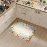 Vintage Poppy Floral Border Area Rug