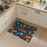 Vibrant Jazz Instruments Blue Area Rug