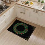 Festive Holly Wreath Area Rug with Berries