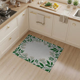 Lush Green Leaf and Bud Frame Rug