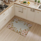 Pink Rose Floral Border Vintage Rug