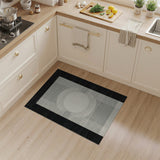Geometric Grey Circle Rug with Black Frame