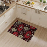 Red Red Poinsettia Floral Vintage Area Rug