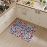 Red Blue Floral Burst Area Rug