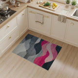 Abstract Grey Pink Wave Mountain Rug
