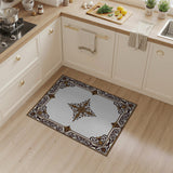 Ornate Gold Border Rug with Sunburst Medallion