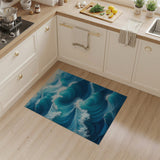 Cascading Ocean Waves Blue Teal Area Rug