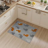 Playful Orange Grey Bunny Silhouette Area Rug