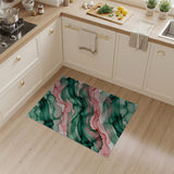 Fluid Green Pink Abstract Area Rug