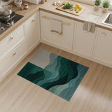 Emerald Teal Wave Abstract Area Rug
