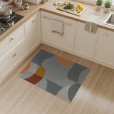 Modern Geometric Abstract Orange Grey Area Rug