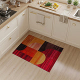 Bold Abstract Geometric Area Rug in Red Orange