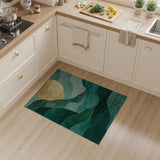 Golden Sun Over Teal Green Abstract Waves Rug