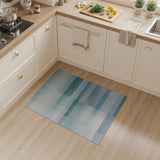 Serene Blue Teal Grid Abstract Area Rug