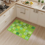 Green Smiley Faces Kids Cartoon Area Rug