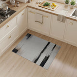 Abstract Brushstroke Black White Area Rug