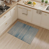 Blue and Teal Blue Geometric Striped Area Rug