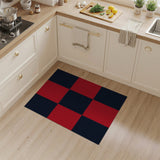 Navy Red Checkered Geometric Area Rug