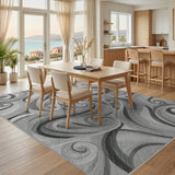 Black and White Black White Swirl Abstract Area Rug