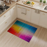 Vibrant Rainbow Grid Geometric Area Rug