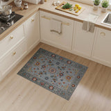 Grey Persian Floral Area Rug with Multi-Color Motifs