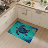 Teal Sea Turtle Ocean Coastal Area Rug