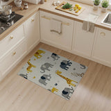Whimsical Cartoon Elephants Giraffes Kids Rug
