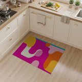 ODIKA Abstract Mid-Century Modern Washable Area Rug - Vibrant Pink & Orange Low Pile