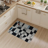 Abstract Geometric Area Rug Black White Grey Blue