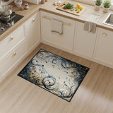 Musical Notes Distressed Blue Area Rug