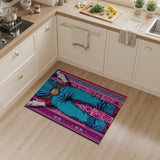 Bold Cowboy Blue Jeans Southwestern Area Rug