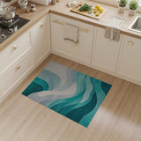 Blue and Teal Teal Abstract Wave Area Rug