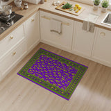 Purple Fleur-de-Lis Area Rug with Ornate Green Border