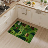 Whimsical Green Forest Kids Area Rug